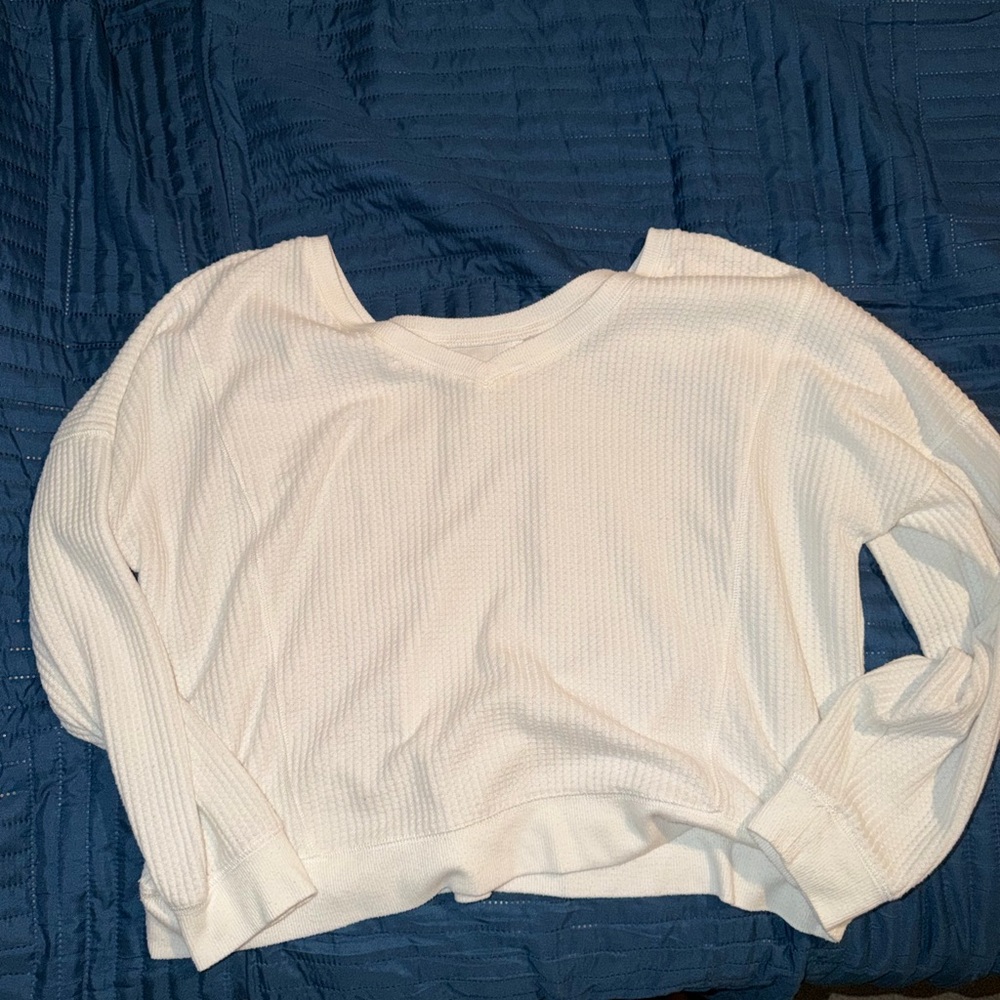 Aeropostale Women's White Waffle Knit Sweatshirt